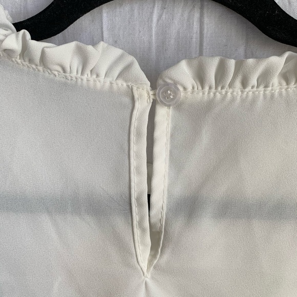 BooHoo Womens Sheer White Long Sleeve Ruffle Shirt - Picture 7 of 7